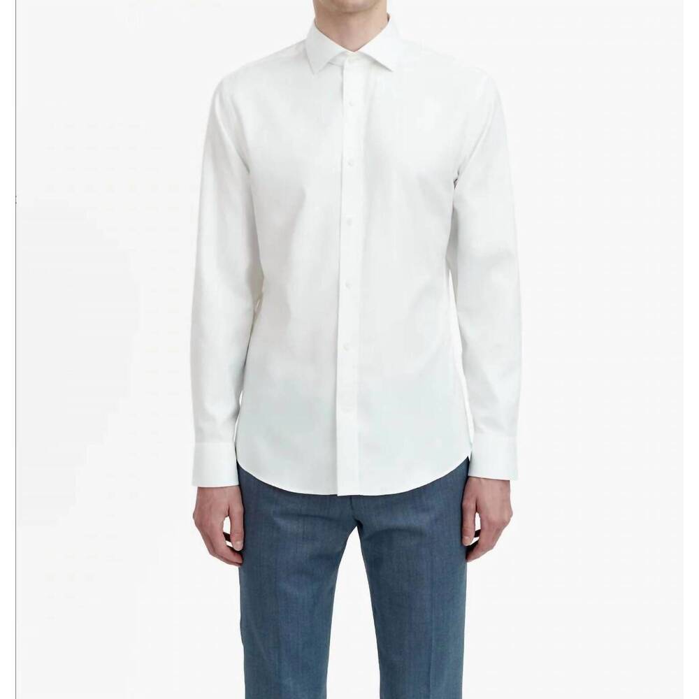 NEW TIGER OF SWEDEN adley c herringbone long sleeve shirt in ivory/white